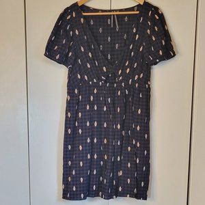 Anthropologie Black Southwestern Mini Keyhole Dress Medium